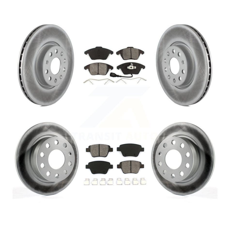 Front Rear Coated Brake Rotor & Semi-Metallic Pad Kit For 2017-2018 Volkswagen Jetta 2.0L KGS-100905