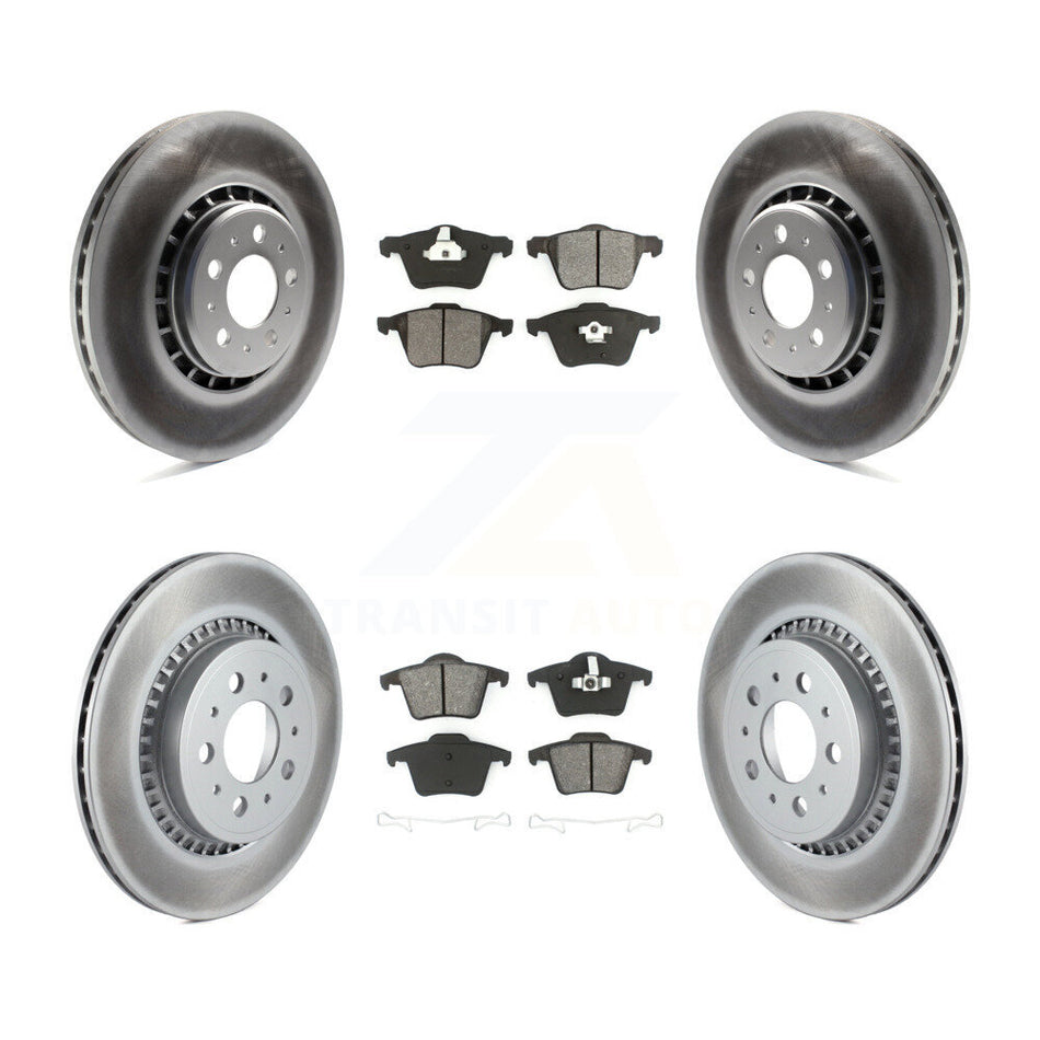 Front Rear Coated Disc Brake Rotors And Semi-Metallic Pads Kit For 2003-2014 Volvo XC90 With 336mm Diameter Rotor KGS-100914