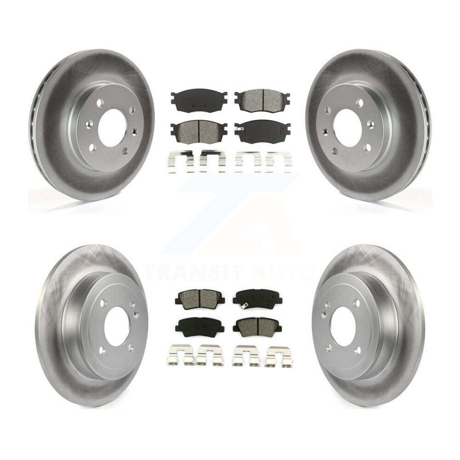 Front Rear Coated Disc Brake Rotors And Semi-Metallic Pads Kit For 2011 Hyundai Accent KGS-100921