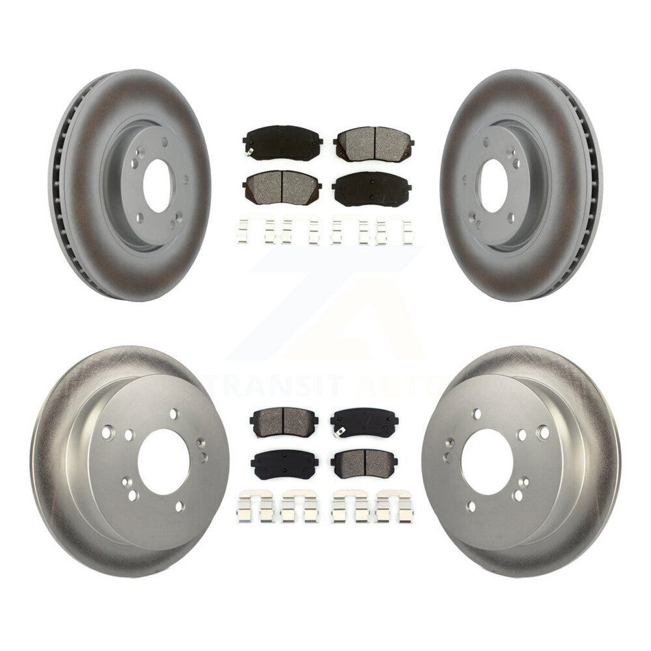 Front Rear Coated Disc Brake Rotors And Semi-Metallic Pads Kit For Hyundai Tucson Kia Sportage KGS-100928