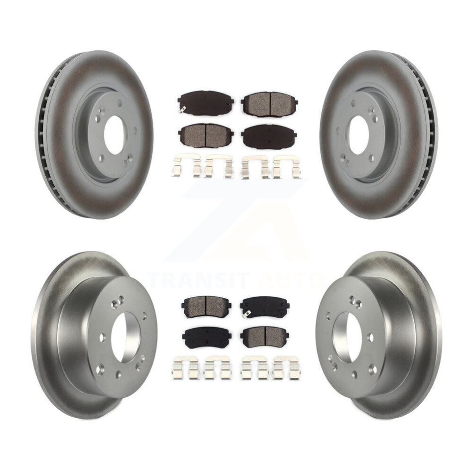 Front Rear Coated Disc Brake Rotors And Semi-Metallic Pads Kit For Kia Forte Koup Forte5 KGS-100930