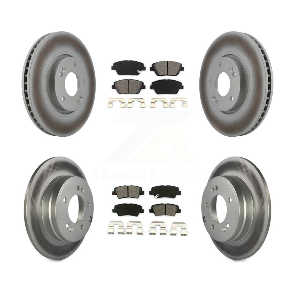 Front Rear Coated Disc Brake Rotors And Semi-Metallic Pads Kit For Hyundai Sonata Kia Optima KGS-100932