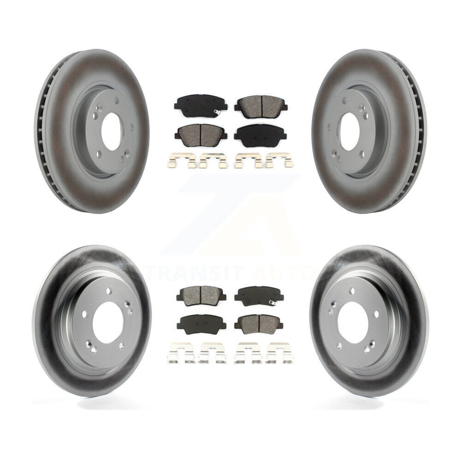 Front Rear Coated Disc Brake Rotors And Semi-Metallic Pads Kit For Kia Optima With Electric Parking KGS-100933