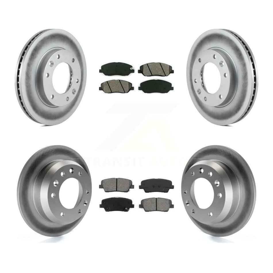 Front Rear Coated Disc Brake Rotors And Semi-Metallic Pads Kit For Kia Sedona Hyundai Entourage KGS-100938