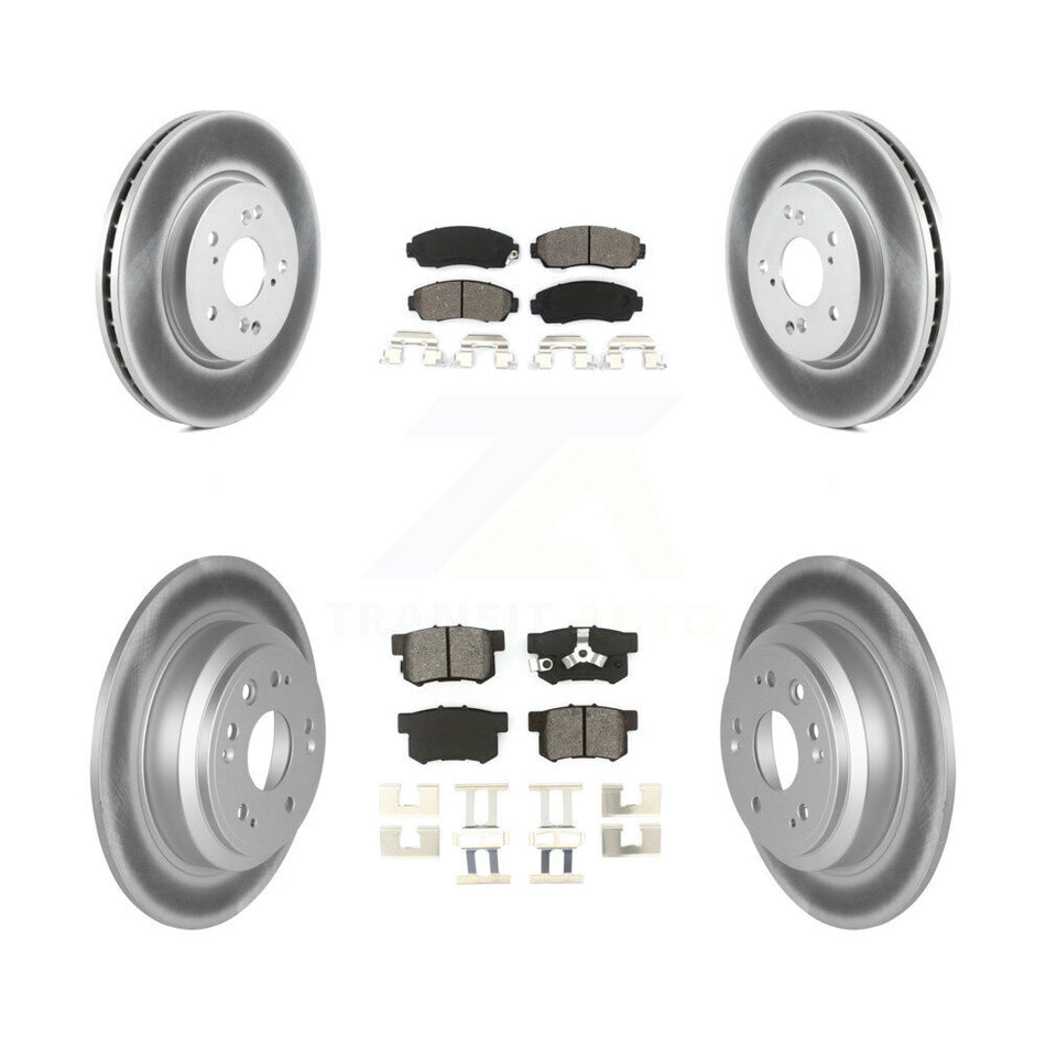 Front Rear Coated Disc Brake Rotors And Semi-Metallic Pads Kit For Honda Accord Crosstour KGS-100964