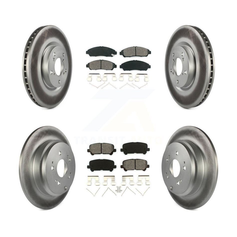 Front Rear Coated Disc Brake Rotors And Semi-Metallic Pads Kit For Honda Pilot Acura MDX ZDX KGS-100979