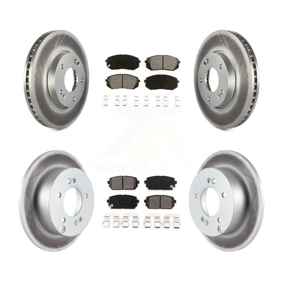 Front Rear Coated Disc Brake Rotors And Semi-Metallic Pads Kit For 2007-2009 Kia Rondo KGS-100990