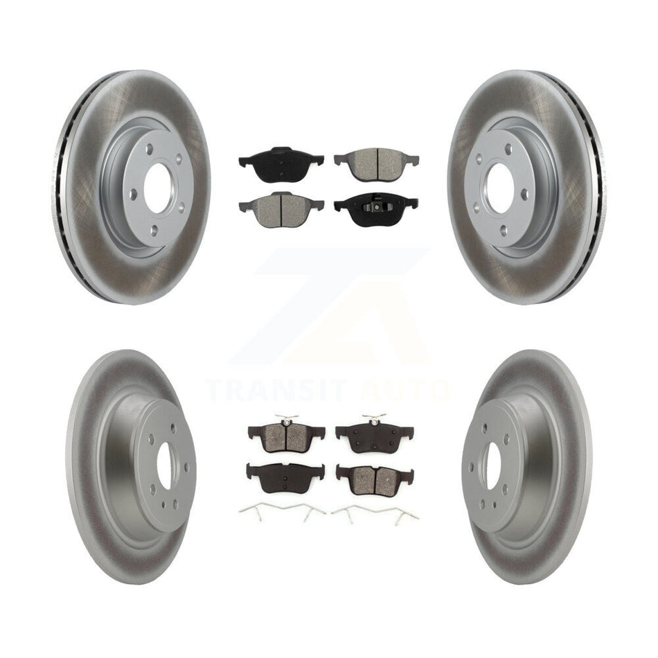 Front Rear Coated Disc Brake Rotors And Semi-Metallic Pads Kit For Ford Escape KGS-100992