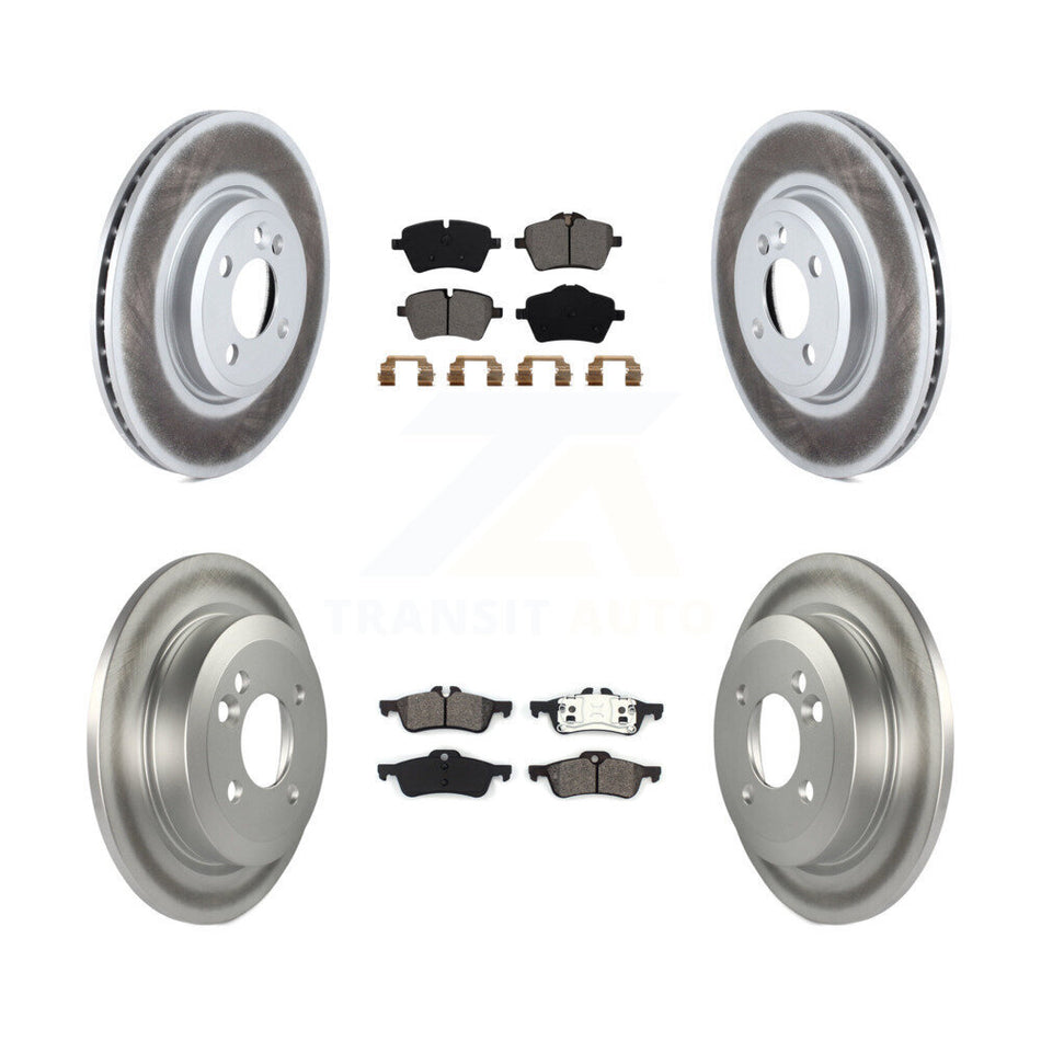 Front Rear Coated Disc Brake Rotors And Semi-Metallic Pads Kit For 2002-2005 Mini Cooper With 294mm Diameter Rotor 4 Lug Wheels KGS-100994