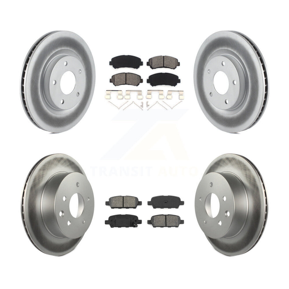 Front Rear Coated Disc Brake Rotors And Semi-Metallic Pads Kit For Nissan Rogue Select KGS-101009