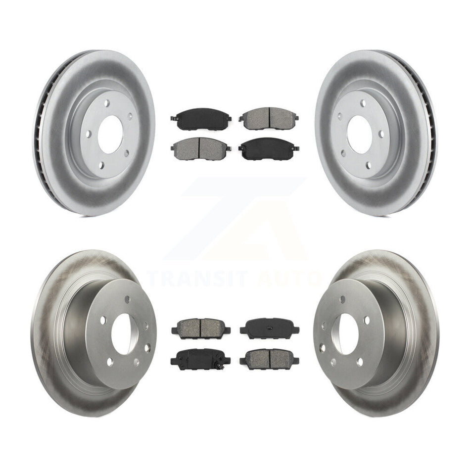 Front Rear Coated Disc Brake Rotors And Semi-Metallic Pads Kit For 2007-2012 Nissan Sentra SE-R KGS-101010