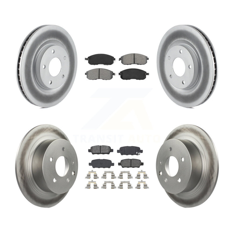 Front Rear Coated Disc Brake Rotors And Semi-Metallic Pads Kit For 2007-2012 Nissan Sentra SE-R KGS-101010
