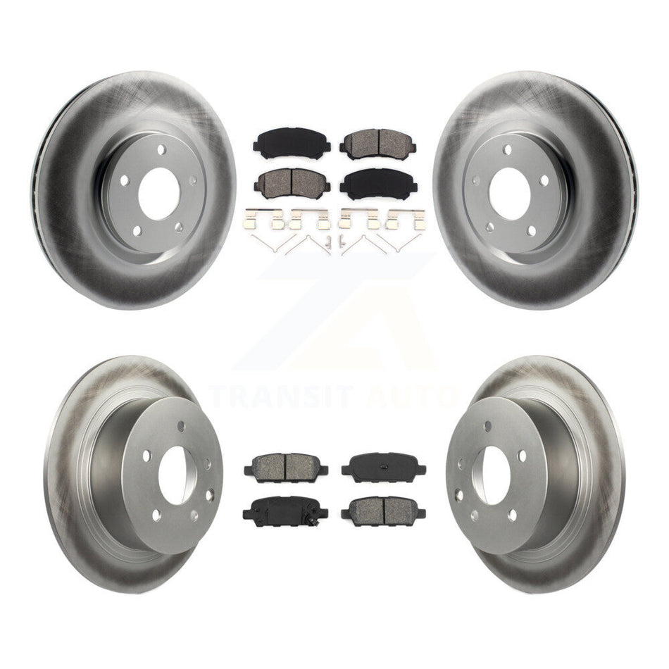 Front Rear Coated Disc Brake Rotors And Semi-Metallic Pads Kit For 2007-2012 Nissan Sentra SE-R Spec V KGS-101011