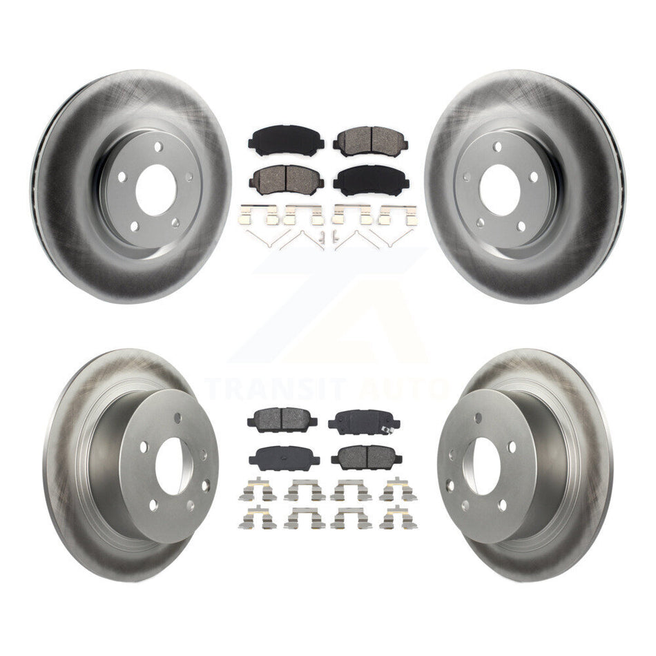 Front Rear Coated Disc Brake Rotors And Semi-Metallic Pads Kit For 2007-2012 Nissan Sentra SE-R Spec V KGS-101011