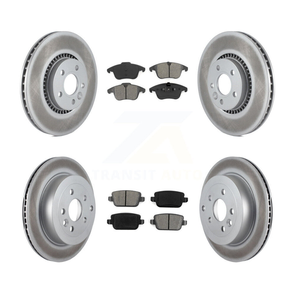 Front Rear Coated Disc Brake Rotors And Semi-Metallic Pads Kit For 2008-2011 Land Rover LR2 KGS-101014