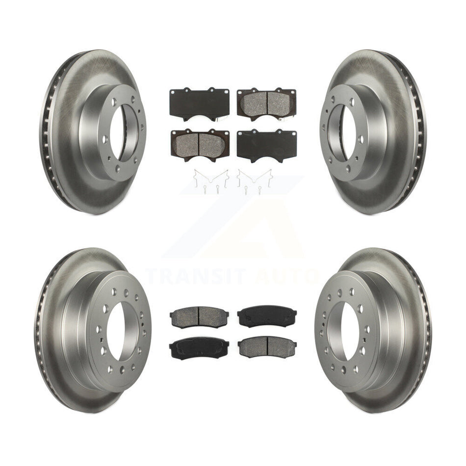 Front Rear Coated Disc Brake Rotors And Semi-Metallic Pads Kit For 2010-2014 Toyota FJ Cruiser KGS-101028