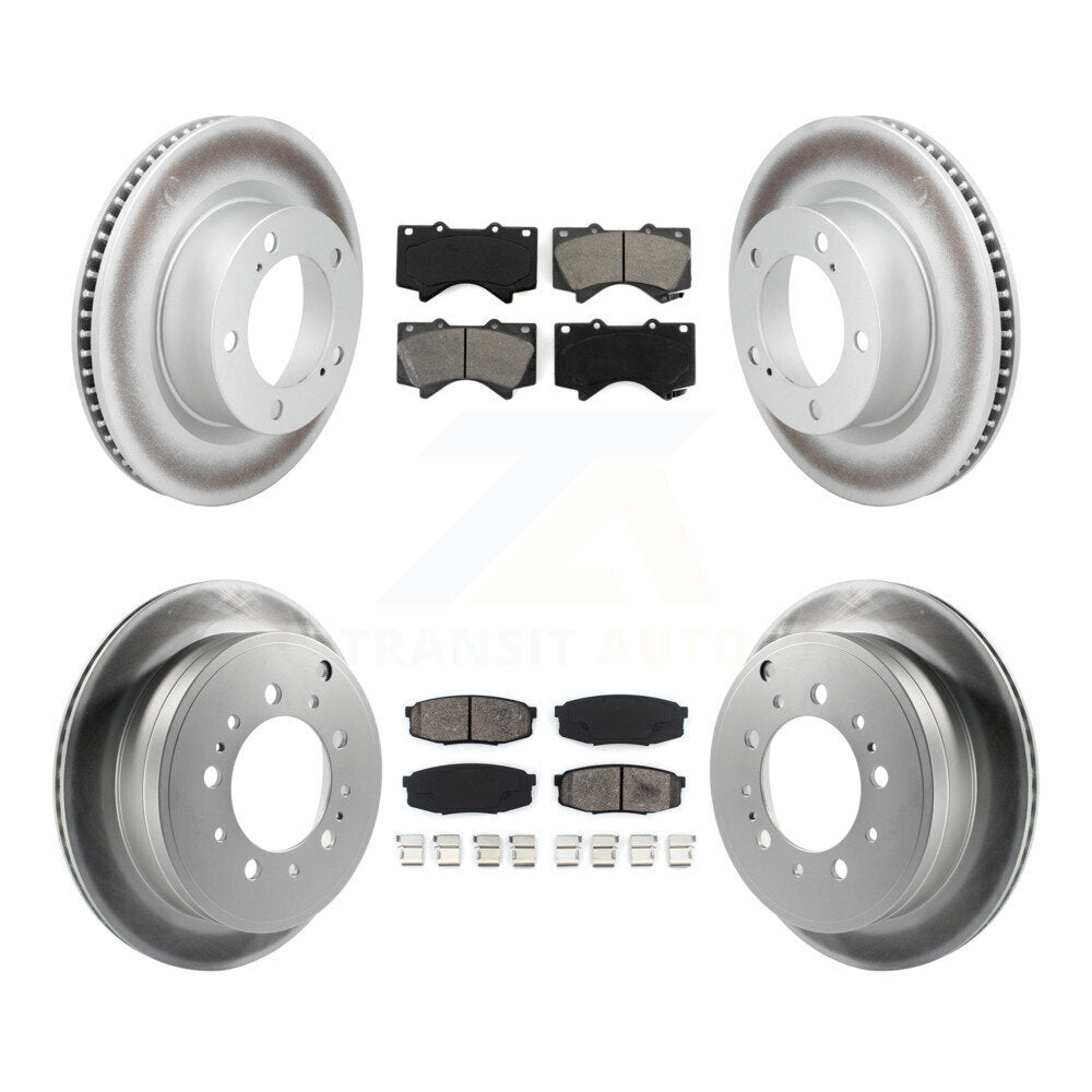 Front Rear Coated Brake Rotor & Semi-Metallic Pad Kit For Lexus LX570 Toyota Land Cruiser KGS-101029
