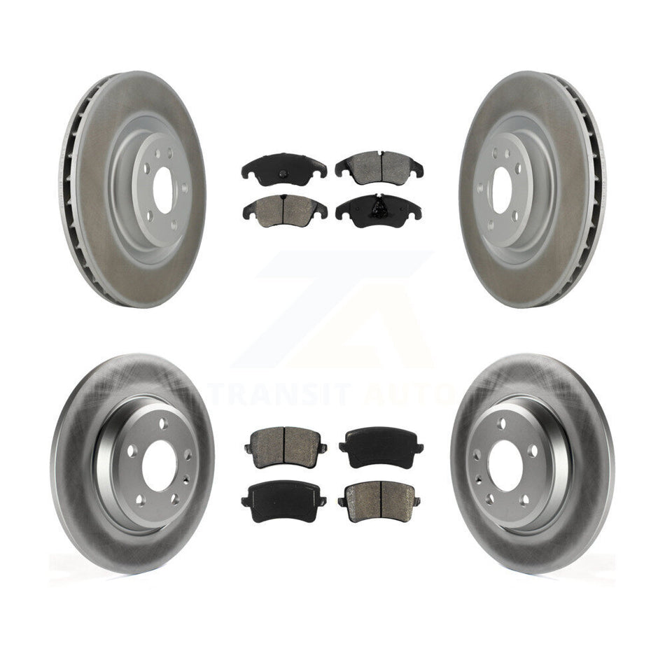 Front Rear Coated Disc Brake Rotors And Semi-Metallic Pads Kit For 2009-2010 Audi Q5 With 345mm Diameter Rotor KGS-101030