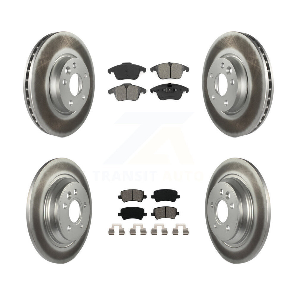 Front Rear Coated Disc Brake Rotors And Semi-Metallic Pads Kit For 2013-2014 Volvo S60 With 300mm Diameter Rotor KGS-101035