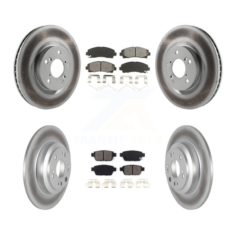 Front Rear Coated Disc Brake Rotors And Semi-Metallic Pads Kit For 2009-2014 Acura TL KGS-101040