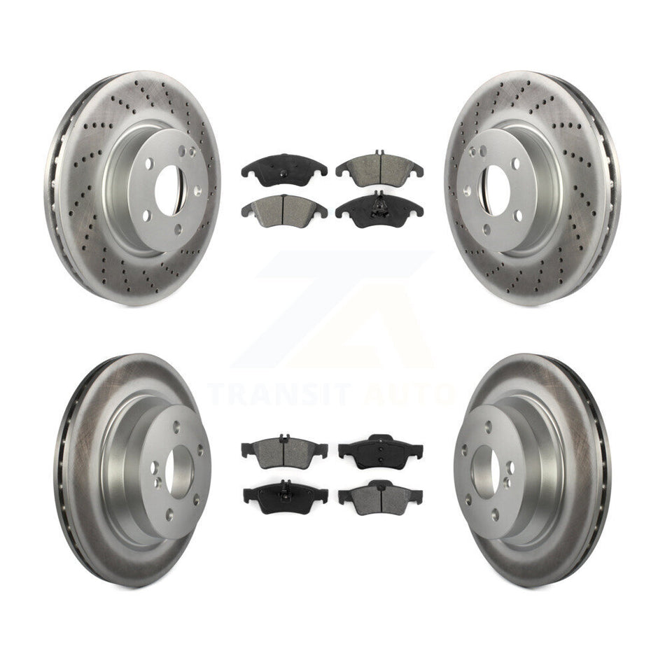 Front Rear Coated Disc Brake Rotors And Semi-Metallic Pads Kit For Mercedes-Benz E350 E400 With 322mm Diameter Rotor KGS-101062