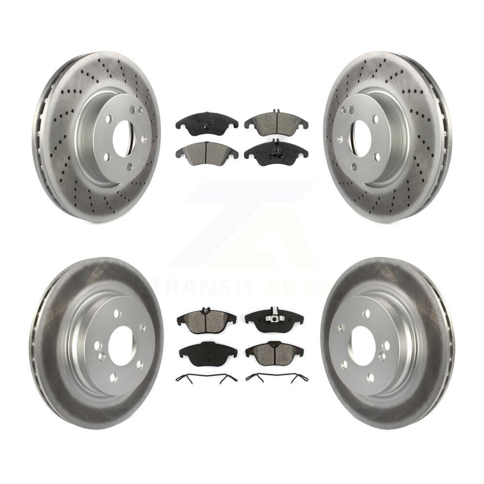 Front Rear Coated Disc Brake Rotors And Semi-Metallic Pads Kit For Mercedes-Benz E350 C300 C350 KGS-101063
