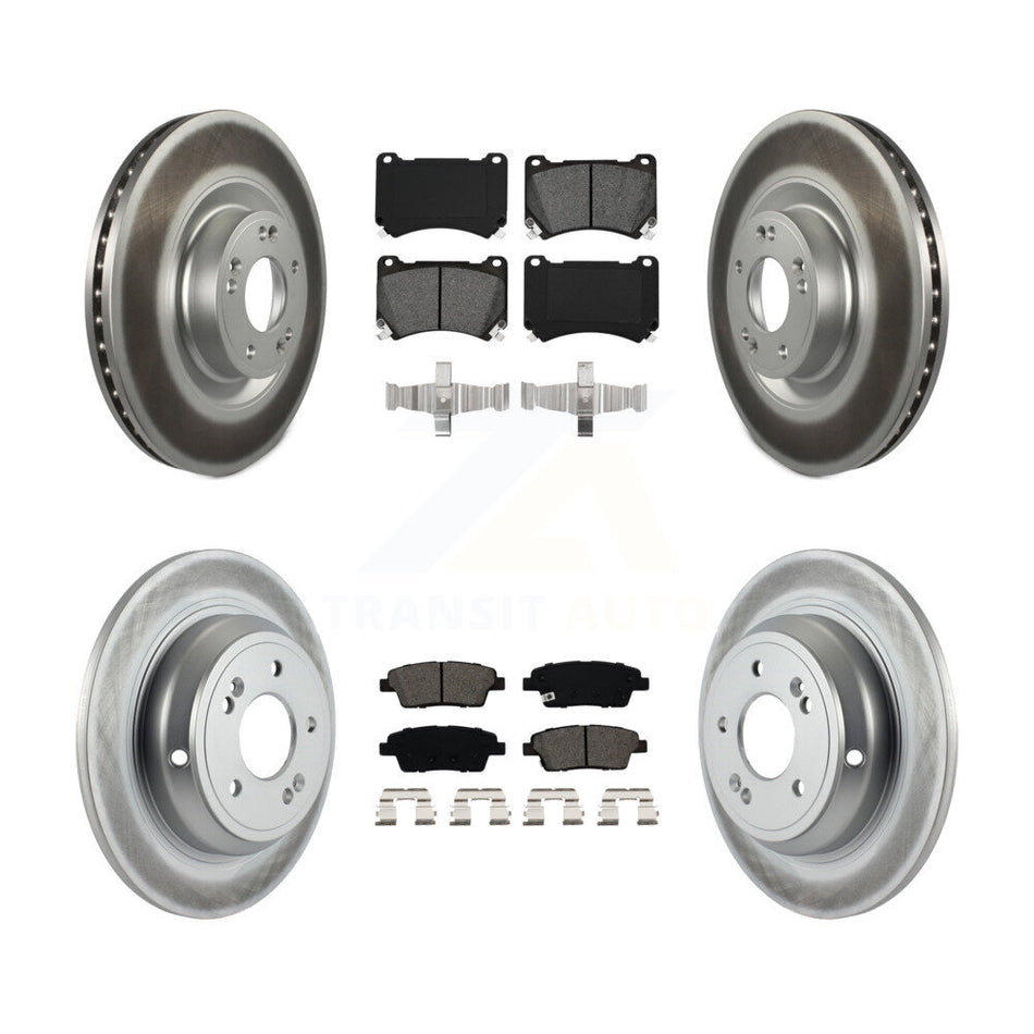 Front Rear Coated Disc Brake Rotors And Semi-Metallic Pads Kit For 2012-2014 Hyundai Genesis 5.0L KGS-101069