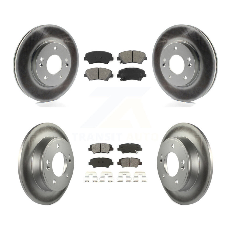 Front Rear Coated Disc Brake Rotors And Semi-Metallic Pads Kit For Hyundai Elantra Kia Forte Veloster GT Forte5 Coupe Koup KGS-101071