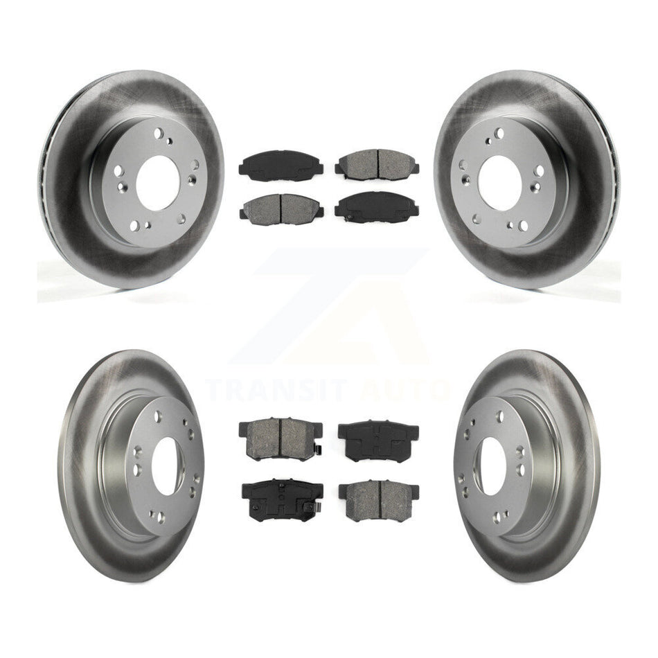 Front Rear Coated Disc Brake Rotors And Semi-Metallic Pads Kit For Honda Civic KGS-101084
