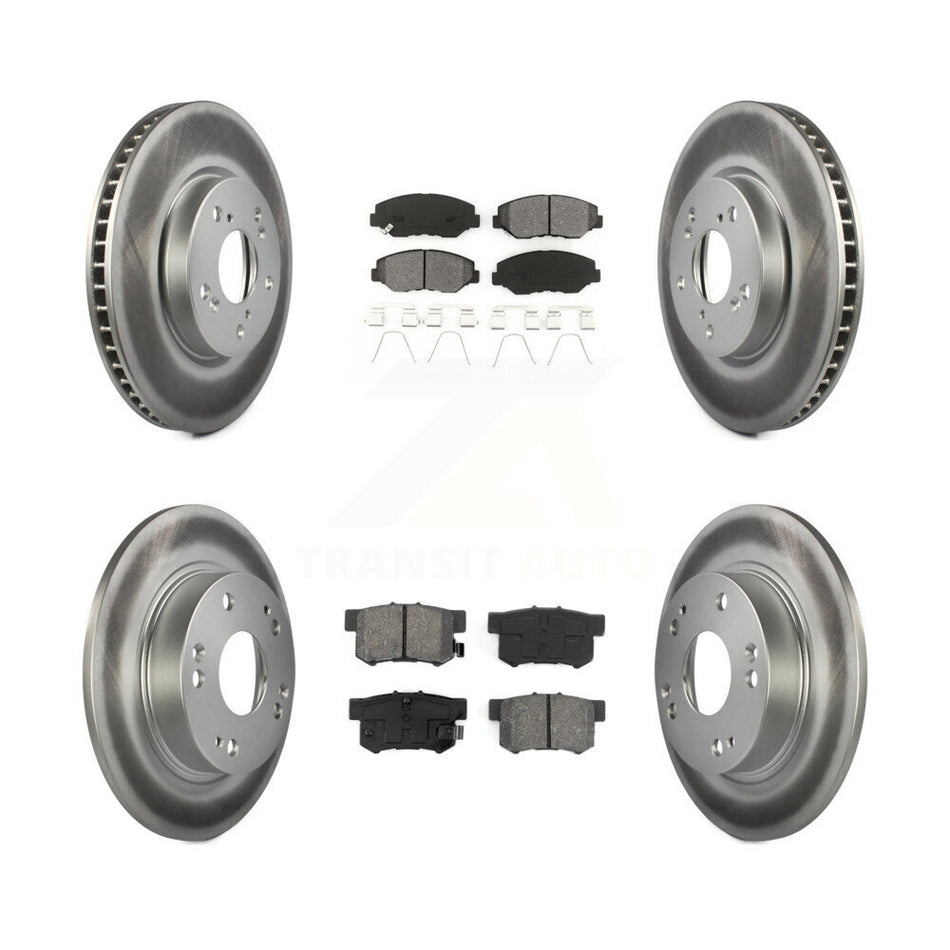 Front Rear Coated Disc Brake Rotors And Semi-Metallic Pads Kit For 2015 Honda Civic EX with Coupe Manual transmission KGS-101096