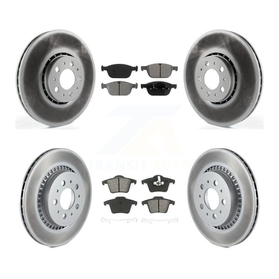 Front Rear Coated Disc Brake Rotors And Semi-Metallic Pads Kit For 2003-2014 Volvo XC90 With 328mm Diameter Rotor KGS-101099