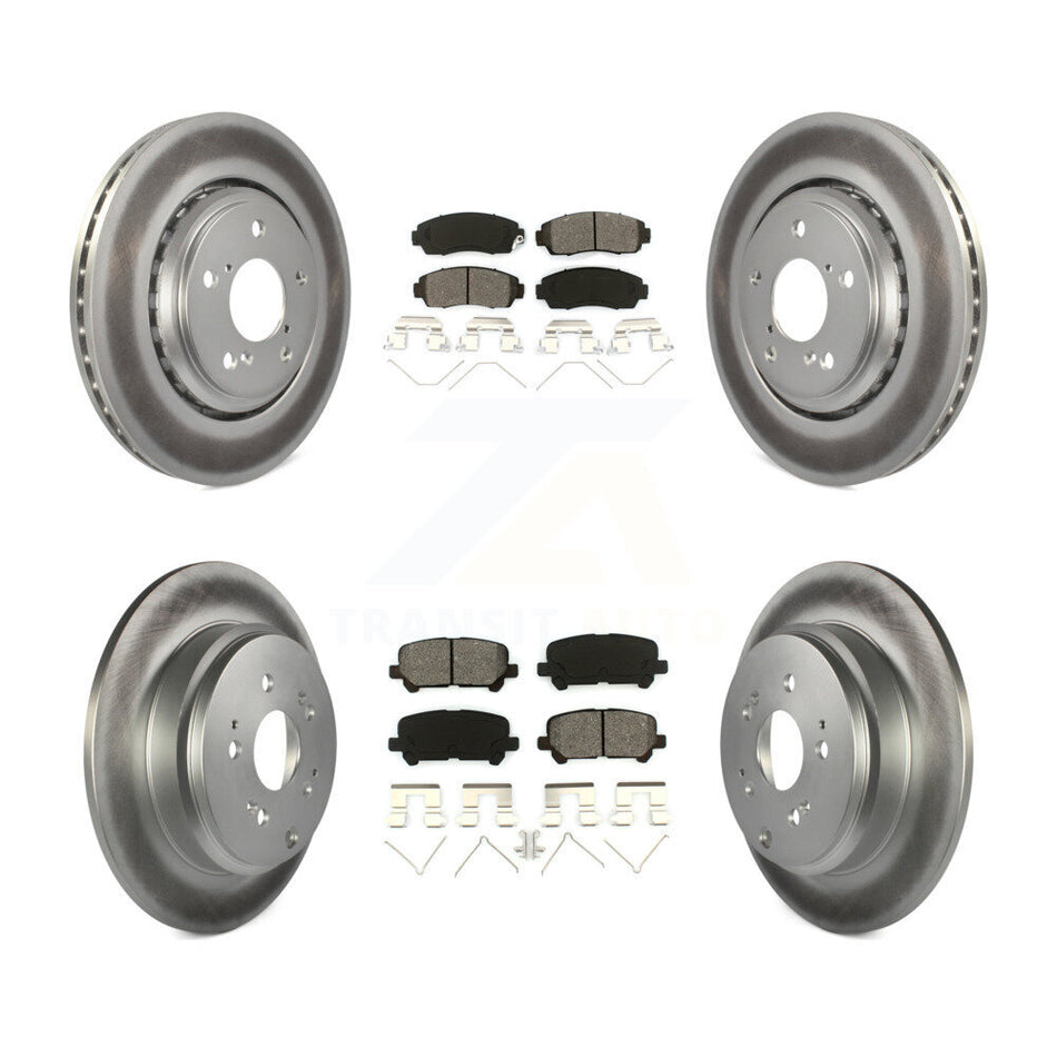 Front Rear Coated Disc Brake Rotors And Semi-Metallic Pads Kit For 2015-2017 Honda Odyssey KGS-101100