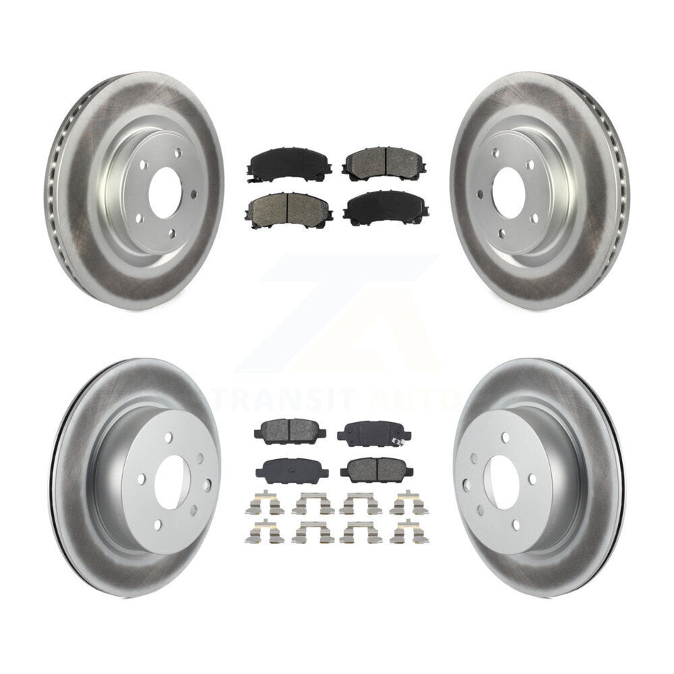 Front Rear Coated Disc Brake Rotors And Semi-Metallic Pads Kit For 2016-2017 INFINITI QX50 KGS-101104