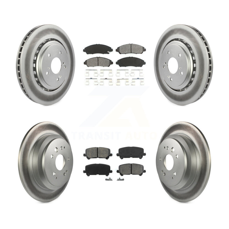 Front Rear Coated Disc Brake Rotors And Semi-Metallic Pads Kit For 2014-2016 Acura MDX KGS-101105