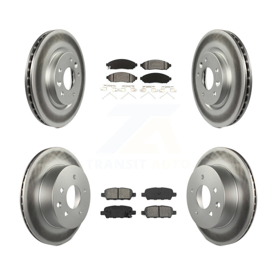 Front Rear Coated Disc Brake Rotors And Semi-Metallic Pads Kit For 2015 Nissan LEAF Vehicles Manufactured In Japan KGS-101114