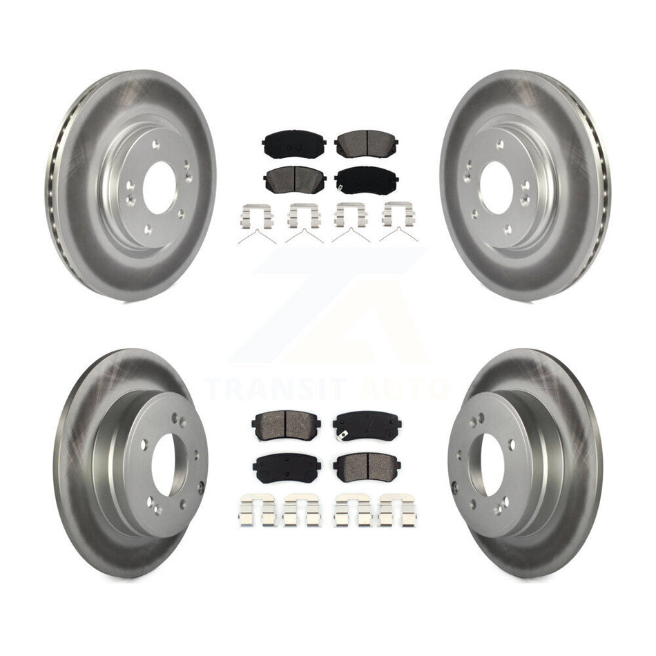 Front Rear Coated Disc Brake Rotors And Semi-Metallic Pads Kit For 2015-2016 Hyundai Sonata GAS engine With Manual Parking KGS-101120