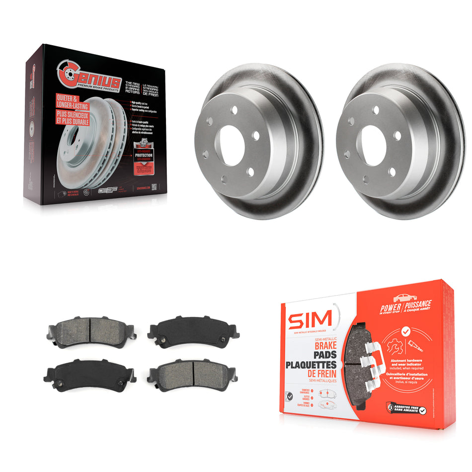 Rear Coated Disc Brake Rotors And Semi-Metallic Pads Kit For Chevrolet Silverado 1500 GMC Sierra Tahoe Classic Suburban Astro Yukon XL Safari KGS-101124