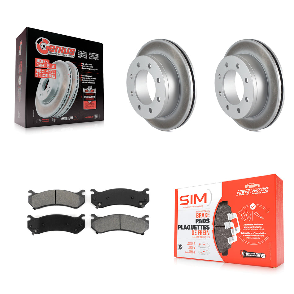Rear Coated Disc Brake Rotors And Semi-Metallic Pads Kit For Chevrolet Silverado 2500 HD GMC Sierra 3500 Classic Suburban Yukon XL Avalanche KGS-101127
