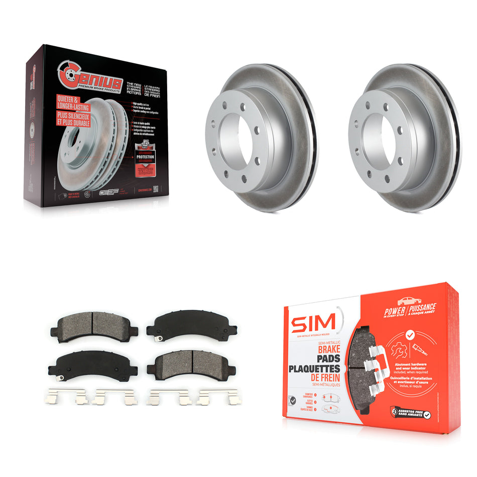 Rear Coated Disc Brake Rotors And Semi-Metallic Pads Kit For Chevrolet Express 3500 2500 GMC Savana KGS-101128