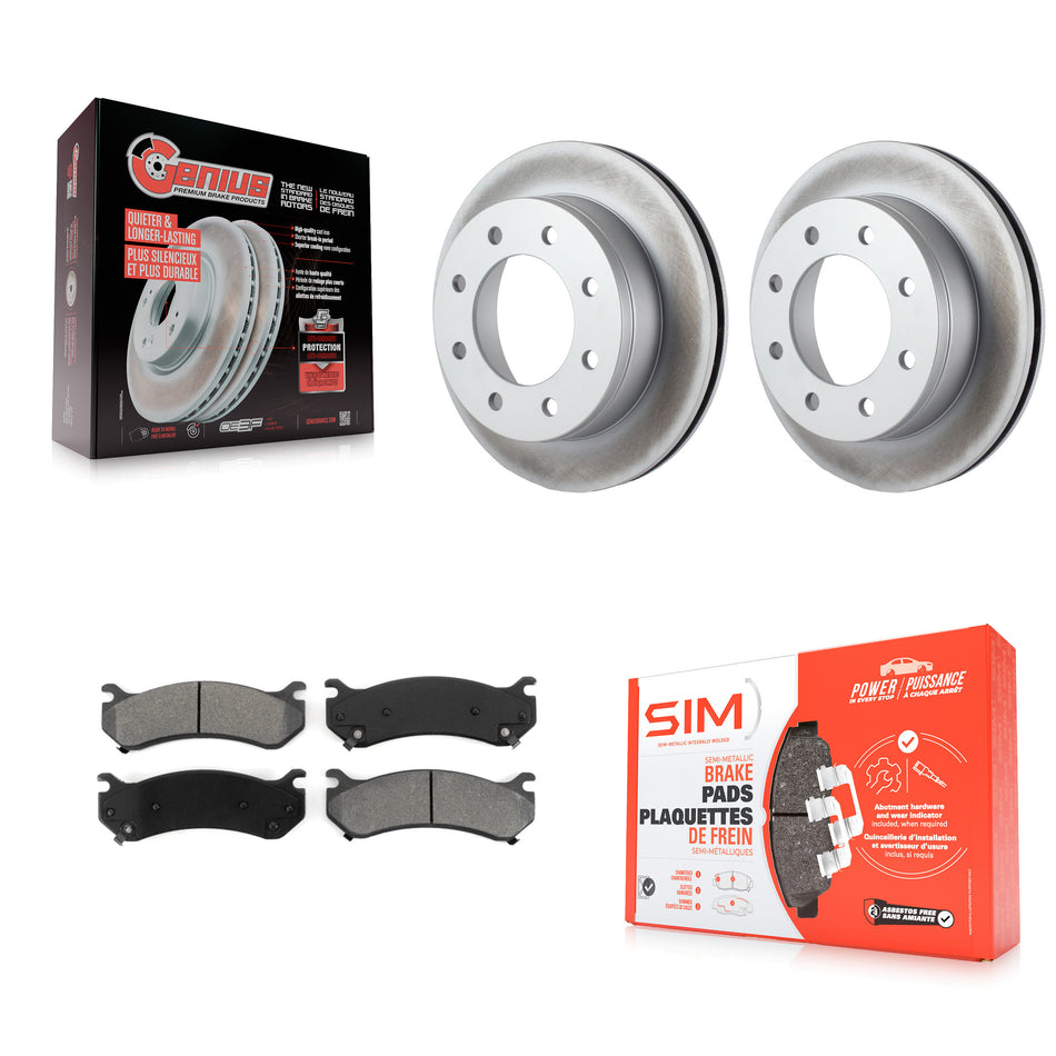 Rear Coated Disc Brake Rotors And Semi-Metallic Pads Kit For Chevrolet Silverado 2500 HD GMC Sierra Hummer H2 1500 Suburban Yukon XL Avalanche Classic KGS-101129