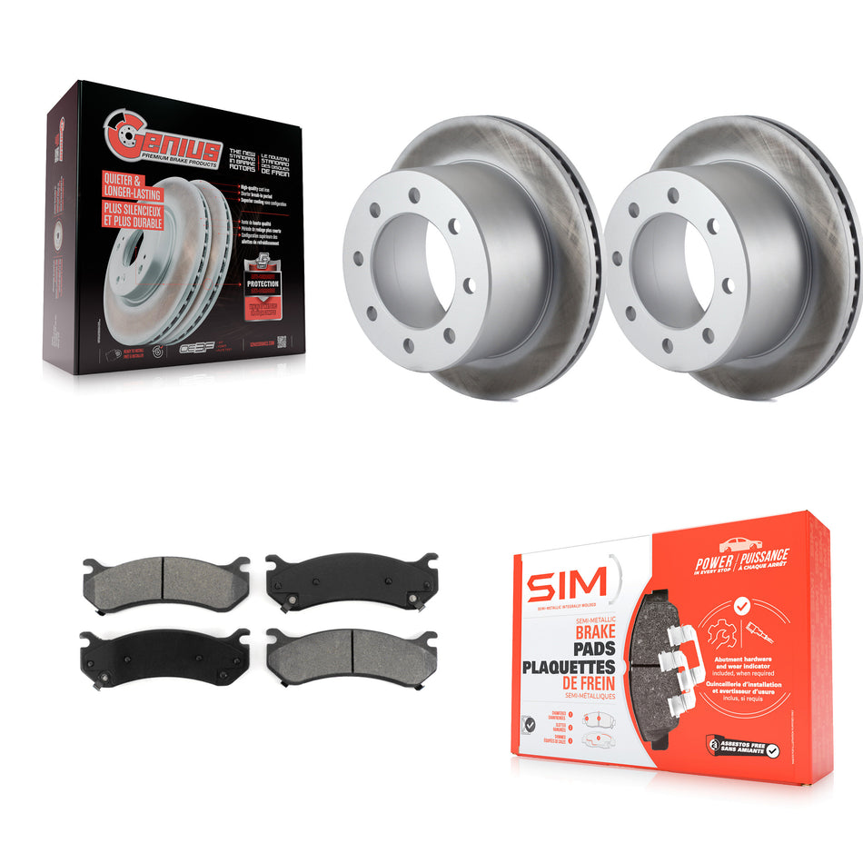 Rear Coated Disc Brake Rotors And Semi-Metallic Pads Kit For 2007 GMC Sierra 3500 Classic With 12000 Lb GVW KGS-101136