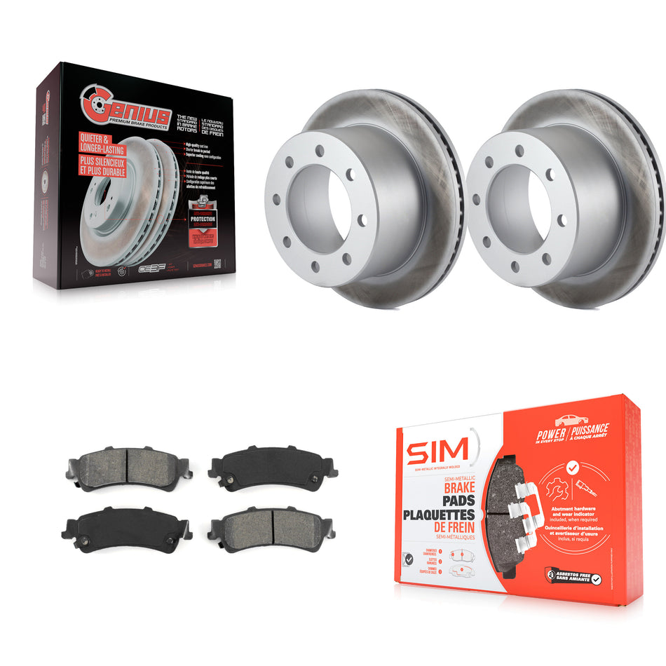 Rear Coated Disc Brake Rotors And Semi-Metallic Pads Kit For 2001-2001 Chevrolet Silverado 3500 GMC Sierra KGS-101137