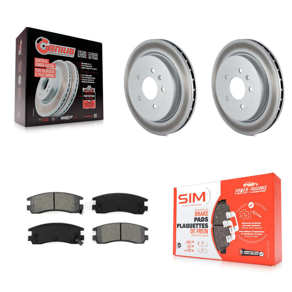 Rear Coated Disc Brake Rotors And Semi-Metallic Pads Kit For 2003-2004 Cadillac Seville With Vented Rotor KGS-101141