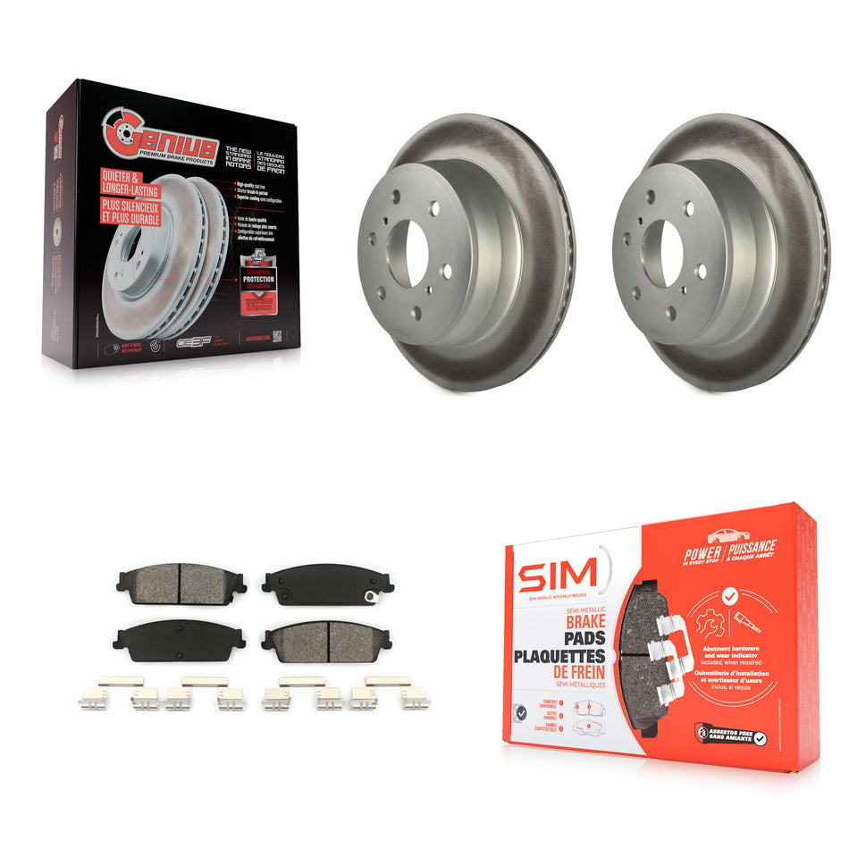Rear Coated Disc Brake Rotors And Semi-Metallic Pads Kit For Chevrolet Silverado 1500 GMC Sierra Tahoe Suburban Yukon Cadillac XL Avalanche Escalade ESV EXT KGS-101153