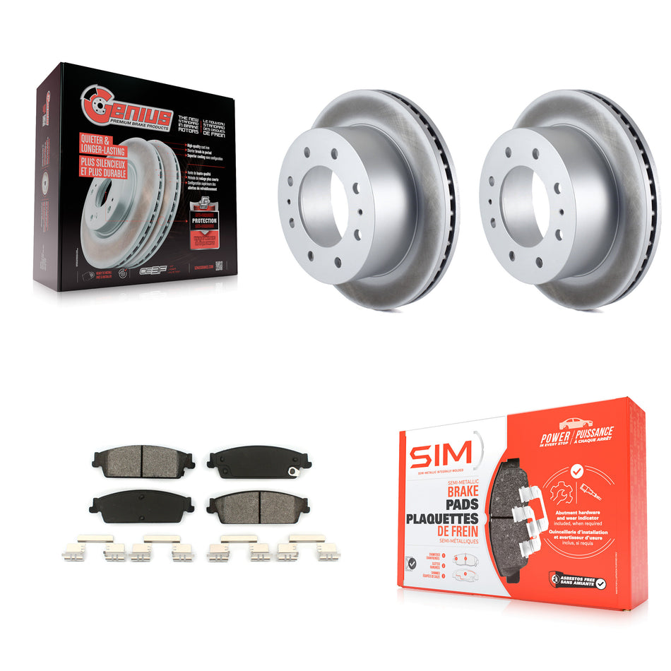 Rear Coated Disc Brake Rotors And Semi-Metallic Pads Kit For 2011 Chevrolet Silverado 1500 Hybrid KGS-101168