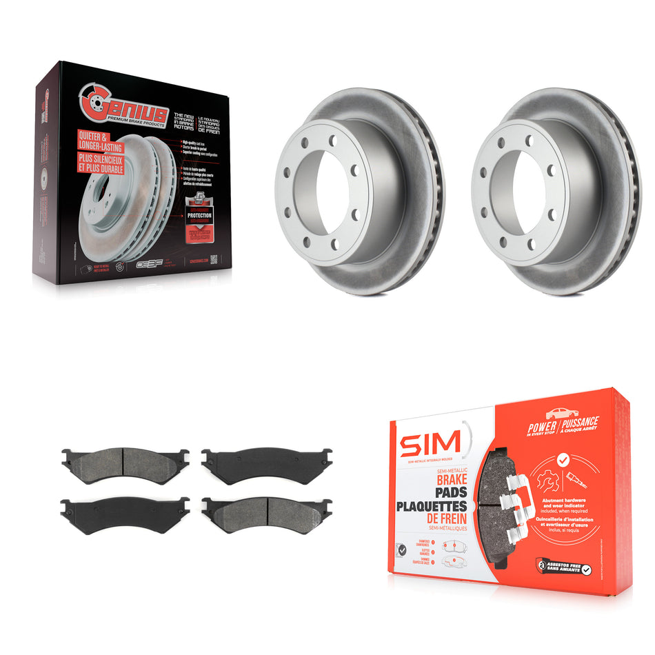 Rear Coated Disc Brake Rotors And Semi-Metallic Pads Kit For Ford E-350 Super Duty E-250 Econoline Club Wagon E-150 KGS-101180
