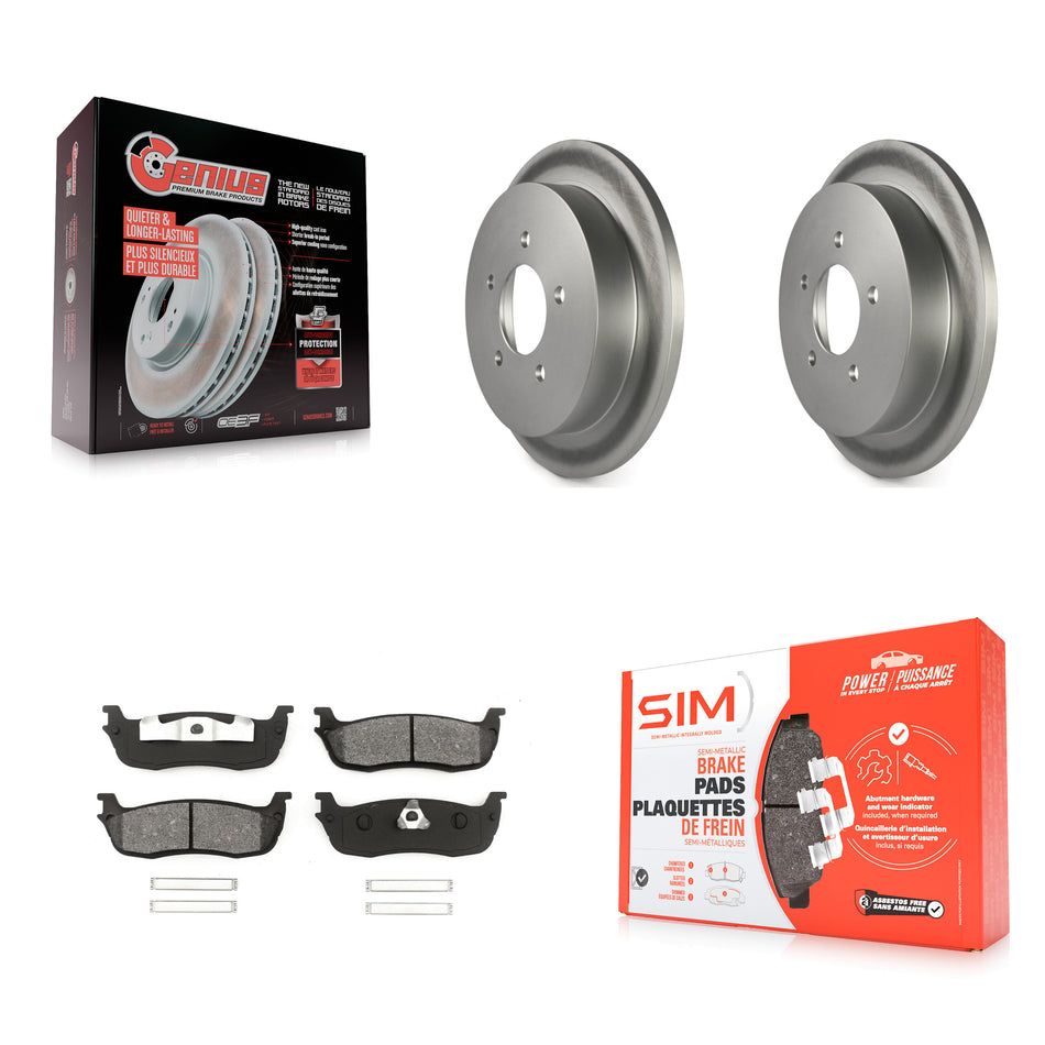 Rear Coated Disc Brake Rotors And Semi-Metallic Pads Kit For Ford F-150 Expedition Lincoln Navigator Heritage Blackwood KGS-101183