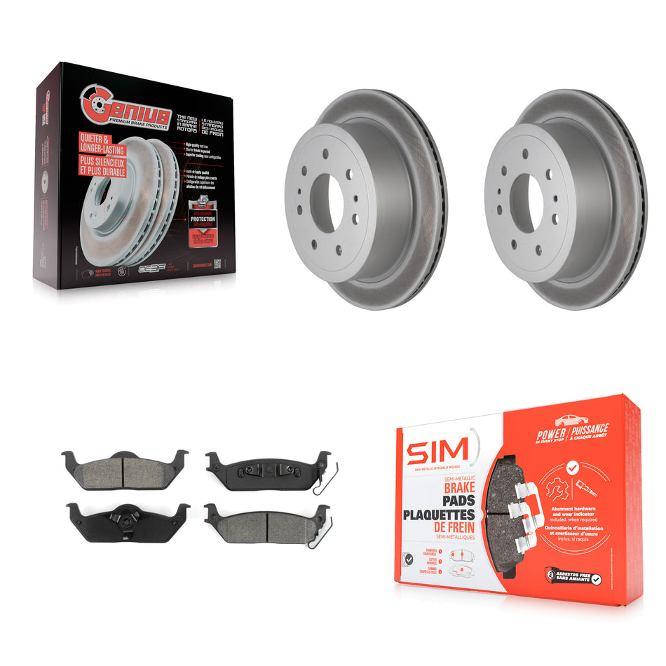 Rear Coated Disc Brake Rotors And Semi-Metallic Pads Kit For Ford F-150 Lincoln Mark LT KGS-101191