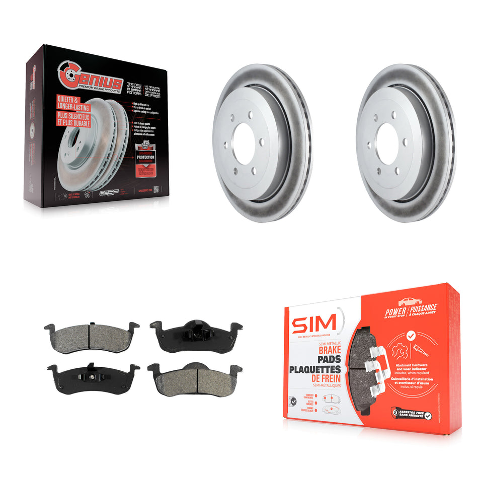 Rear Coated Disc Brake Rotors And Semi-Metallic Pads Kit For 2007-2017 Ford Expedition Lincoln Navigator KGS-101204