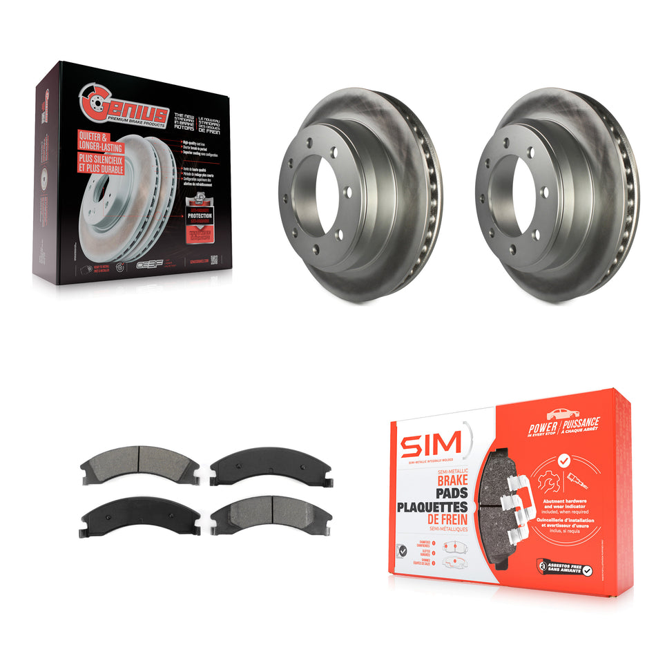 Rear Coated Disc Brake Rotors And Semi-Metallic Pads Kit For Ford E-350 Super Duty E-250 E-150 Econoline KGS-101206